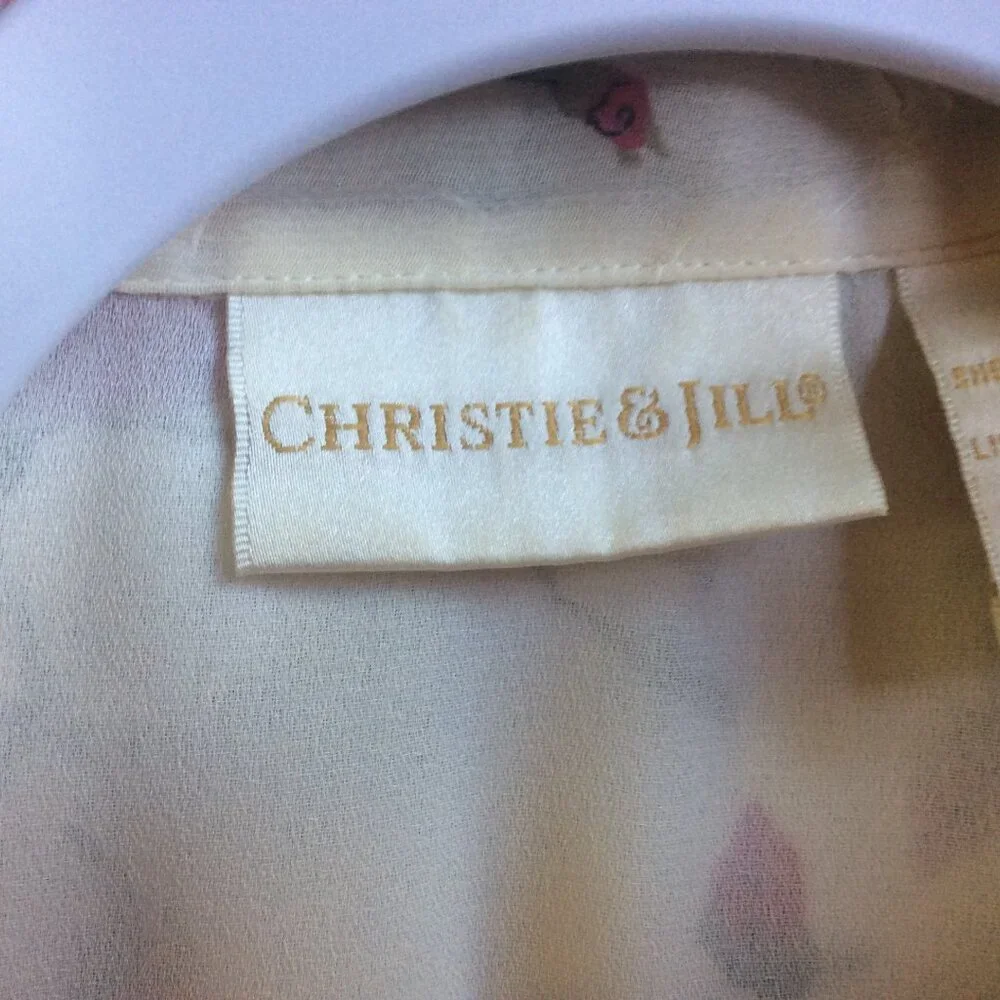 Christie & Jill Vintage Rose Floral Textured Top EUC Cottagecore Top Size Medium - Picture 3 of 5